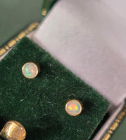 14k gold 3mm opal bezel studs