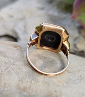 10k gold two tone vintage Deco black onyx & diamond ring