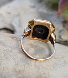 10k gold two tone vintage Deco black onyx & diamond ring