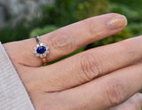 18k gold blue sapphire & diamond estate ring