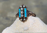 10k gold Victorian turquoise & pearl estate ring