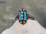 10k gold Victorian turquoise & pearl estate ring