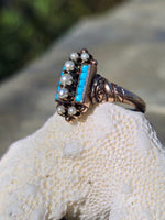 10k gold Victorian turquoise & pearl estate ring