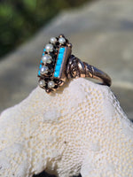 10k gold Victorian turquoise & pearl estate ring