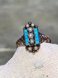 10k gold Victorian turquoise & pearl estate ring