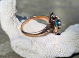 10k gold Victorian turquoise & pearl estate ring