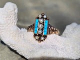 10k gold Victorian turquoise & pearl estate ring