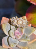 14k gold Edwardian pearl & mine cut diamond ring