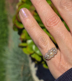 14k gold Edwardian pearl & mine cut diamond ring