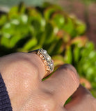 14k gold Edwardian pearl & mine cut diamond ring