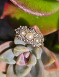 14k gold Edwardian pearl & mine cut diamond ring