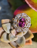 18k gold two tone PINK tourmaline & diamond estate ring