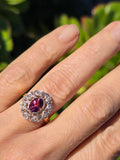 18k gold two tone PINK tourmaline & diamond estate ring