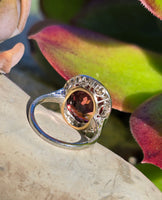 plat & 18k gold two tone PINK tourmaline & diamond estate halo ring