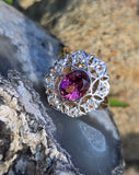 18k gold two tone PINK tourmaline & diamond estate ring