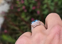 14k white gold filigree ART DECO aquamarine, onyx & diamond ring!!!