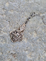 Silver top & 9ct gold two tone Edwardian diamond pendant necklace lavaliere