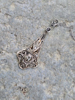 Silver top & 9ct gold two tone Edwardian diamond pendant necklace lavaliere