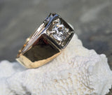 14k gold two tone Art Deco Euro cut Diamond estate Ring