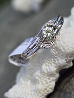 14k gold white Retro mid century diamond estate ring