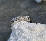 14k white gold 5 diamond estate band