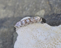 14k white gold 5 diamond estate band