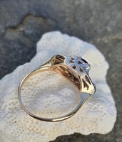 14k gold two tone amethyst & diamond estate ring