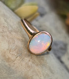 14k gold Victorian opal cabochon bezel solitaire ring