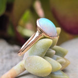 14k gold Victorian opal cabochon bezel solitaire ring