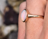 14k gold Victorian opal cabochon bezel solitaire ring