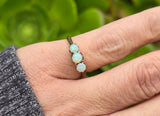 10k gold Victorian 3 opal cabochon band ring