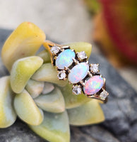 10k gold Victorian opal & diamond antique ring