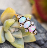 10k gold Victorian opal & diamond antique ring