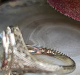 14k white gold c.1920's filigree Aquamarine ring