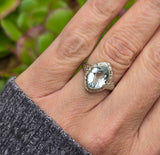 14k white gold c.1920's filigree Aquamarine ring