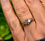 10k gold Victorian moonstone & diamond antique ring