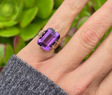 10k gold Victorian amethyst solitaire antique estate ring