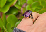 10k gold Victorian amethyst solitaire antique estate ring