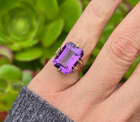 10k gold Victorian amethyst solitaire antique estate ring