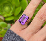10k gold Victorian amethyst solitaire antique estate ring