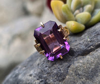 10k gold Victorian amethyst solitaire antique estate ring