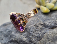 10k gold Victorian amethyst solitaire antique estate ring