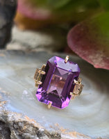 10k gold Victorian amethyst solitaire antique estate ring