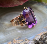 10k gold Victorian amethyst solitaire antique estate ring