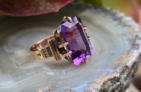 10k gold Victorian amethyst solitaire antique estate ring