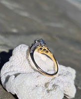 Platinum & 18ct gold two tone Art Deco diamond & sapphire engagement wedding ring