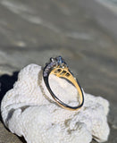Platinum & 18ct gold two tone Art Deco diamond & sapphire engagement wedding ring