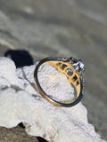 Platinum & 18ct gold two tone Art Deco diamond & sapphire engagement wedding ring