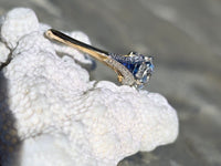 Platinum & 18ct gold two tone Art Deco diamond & sapphire engagement wedding ring