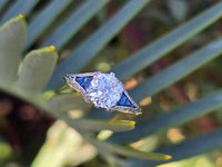 Platinum & 18ct gold two tone Art Deco diamond & sapphire engagement wedding ring